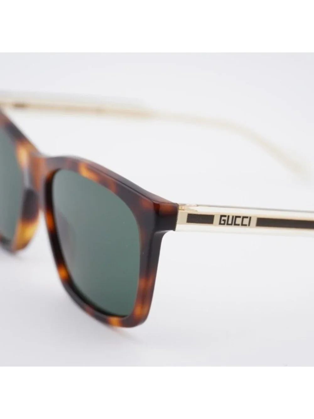 Gucci GG0558S 003 Sunglasses Havana Rectangle Frame, Green Lenses